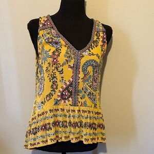 Patrons of Peace Yellow Floral Tank Top